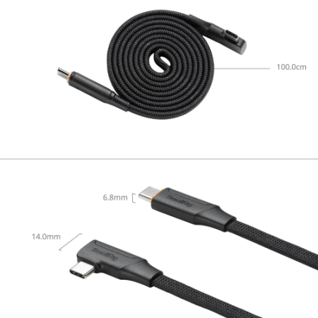 SmallRig 5612 - przewód, magnetycznie zwijany kabel USB-C prosty do kątowy - wymiary